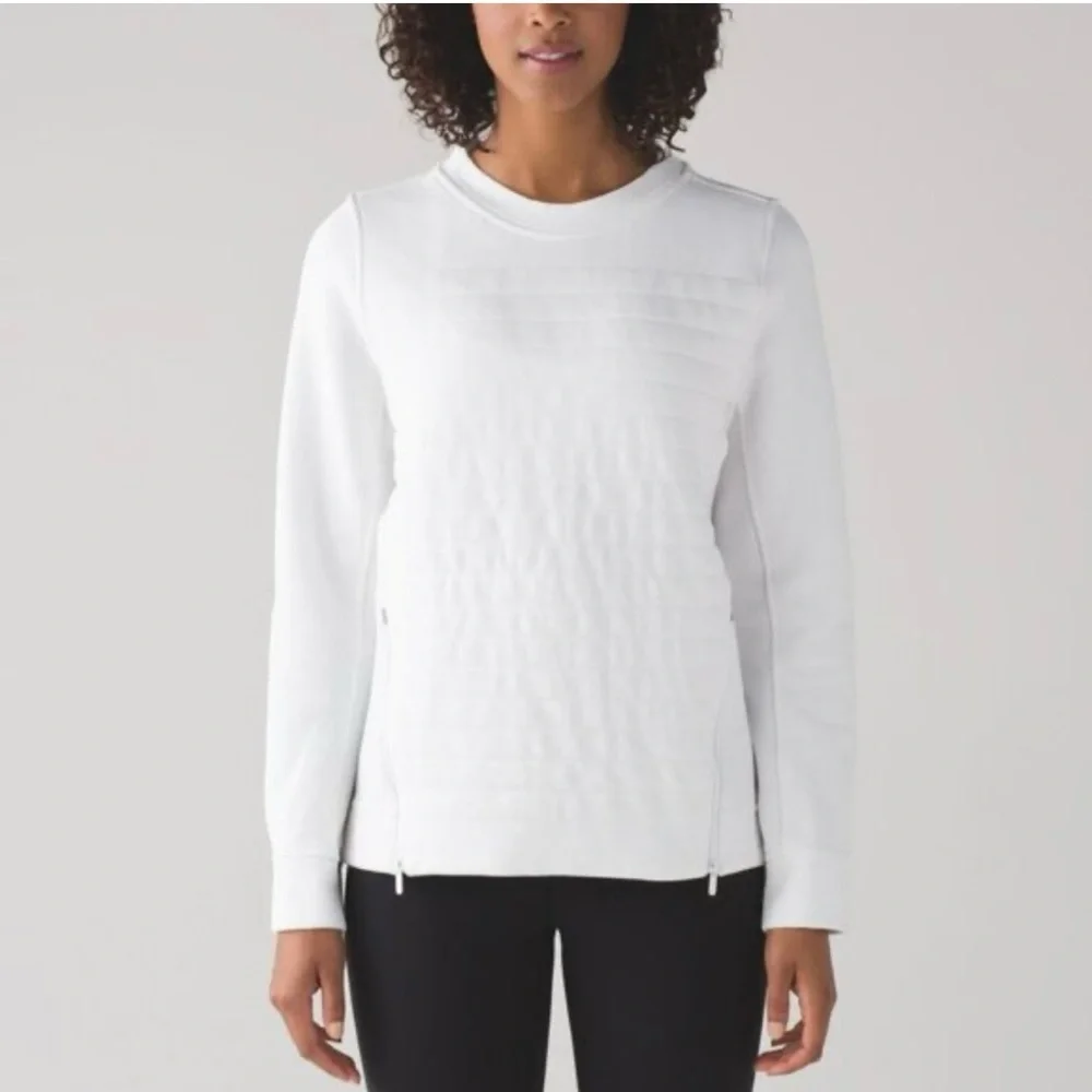Lululemon Be True Crew Fleece Quilted Sweater White